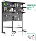 JWX DDB Gaming Pegboard Standing Shelf Units, Modular Pegboard and Shelf System with 15 Pieces Organizer Tool Holders
