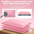 Light Pink 10.5x16 Inch Large Poly Bubble Mailers #5 | Padded Envelopes with Self Seal | Air Lined Cushioned Bubble Mailer | Usable Size 10.5x15 | 100 Pack Bulk | Lightweight shipping Bags