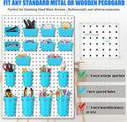 64 Pieces Pegboard Bins Pegboard Cups with Hooks and Loops Peg Hooks Assortment Organizer Accessory for Organizing Accessories Tools Storage Office Workshop Garage Workbench (Blue)