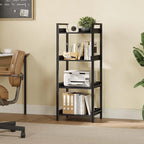 Rolanstar Bookshelf, 4-Tier Storage Rack, Narrow Corner Bookshelf, Display Wooden Shelves for Living Room, Bathroom, Balcony, Kitchen,Black
