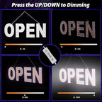 Open Sign for Business, 30"x10" Dimmable Large LED Open Signs with Hanging Installation for Cafes Store Restaurant Office Bar Pubs Hotel Salon Warm White