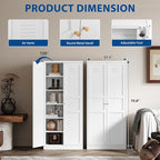 Metal Storage Cabinet-71” Tall Steel File Cabinets with Doors and 5 Adjustable Shelves-White Steel Storage Cabinet for Home,Kitchen, School, Office, Garage
