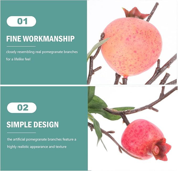 VICASKY Realistic Faux Pomegranate Branches Pink Stems for Home Office Decor Versatile Artificial Plants for Wedding Arrangements and Commercial Display Accent
