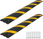 6 FT Heavy Duty Rubber Speed Bump 2-Pack, Driveway Cable Protector Ramp with Installation Bolts for Parking Lots, Garage & Gravel Roads