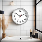 Wall Clock Small Analog 8 Inch Silent Non Ticking Battery Operated Modern Simple Decorative for Kitchen Office Bedroom Bathroom Living Room(Silver)