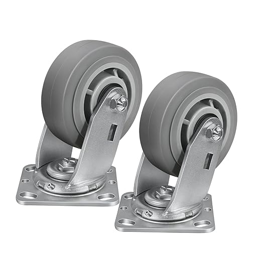 5'' × 2'' Caster Wheels, Heavy Duty Industrial Casters, Rubber Wheels with Roller Bearing, Load 700lbs per Swivel Caster for Cart Dolly Toolbox Trolley (2 Swivel)