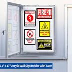 Acrylic Magnetic Sign Holder Wall Mount, Self Adhesive Magnetic Display Frame with Nano Tape and Strong Magnetic Border for Wall, Door, Glass, Home, Store, Office (Black, 11" x 17" / 10 Pack)