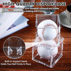 2 Pack Assembled Baseball Display Case, UV-Blocking Acrylic Baseball Holder Display Case, 3.2 Inch Cube Clear Softball Holder Box, Signed Baseballs Protector for Collectibles, Memorabilia, Tennis Ball