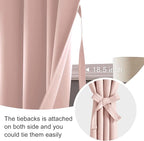 JIUZHEN Short Blackout Curtains for Small Window - Cafe Room Darkening Privacy Thermal Insulated Half Window Curtains Tiers for Bathroom,Kitchen, W 42 x L 30, Set of 2 Panels with Tiebacks, Blush Pink
