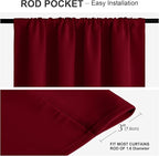 PONY DANCE Short Curtains for Small Window - Home Decoration Rod Pocket Solid Blackout Curtain Tiers Wide for Bathroom/Bedroom, 42-inch x 36-inch, Red, Set of 2