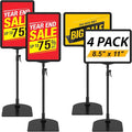 Sign Stand Holder for Table, Adjustable Floor Standing Sign Holders 8.5 x 11 for Display Vertical Horizontal View, Double-Sided Tabletop Poster Stand for Retail Event Advertising, 4 Pack