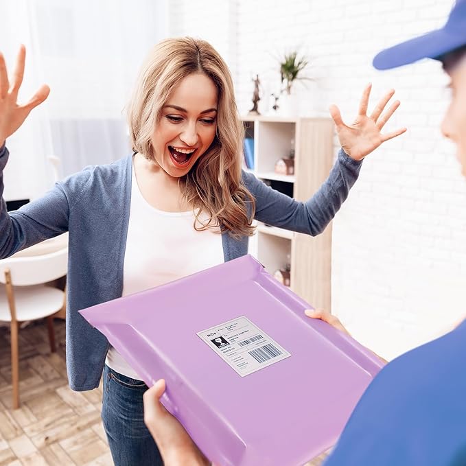 Fuxury Poly Mailers 14.5x19 Inch 50 Pcs, Waterproof Shipping Bags for Clothing, Strong Adhensive Shipping Envelopes for Small Business Suppliers, Self Seal Mailers Poly Bags Mailing Envelopes Purple