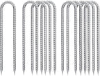 U-Hook-Rebar-Stakes-12 Inch, Ground Stakes Heavy Duty Rebar Stakes for Camping 8pcs Rebar Stakes Rust Proof Coated Metal for Flower Gardens Dog Fence Camping Tents Chicken Coop