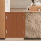 Solid Wood Interior Swing Door with Metal Hinges - Swinging Cafe Doors for Kitchen, Stairs, Bedroom Entrance & Partition (Brown, 27.56"X35.43")