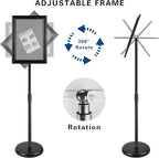 Pedestal Floor Standing Sign Holder 11x17 Inch, Adjustable Poster Sign Stand Aluminum Snap Open Frame for Display Notice/Poster/Advertisement (Black)