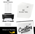Carstens Records Heavy Duty Vinyl Album Dividers | 12" LP Organizers with Tabs | Pack of 32 White | Made in The USA | Personalizable