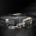 Clisela 3pcs Acrylic Cube Display Stands Box Risers with Hollow Bottoms, Food Risers for Buffet Table, Decorative Display Stand Shelf for Dessert Collectibles Jewelry Figures Show - Clear 6" 7" 8"