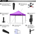 ABCCANOPY Patio Pop Up Canopy Tent 10x10 Commercial-Series (Purple)