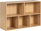Wooden 5-Cube Storage Organizer with Closed Back Panel, 11in Cube Shelf Opening, Bookshelf, Display Shelf,Closet Cabinet for Home and Office,Natural Oak