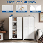 Metal Storage Cabinet-61” Tall Steel File Cabinets with Doors and 4 Adjustable Shelves-White Steel Storage Cabinet for Home,Kitchen, School, Office, Garage