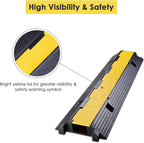 Yescom Cable Ramp Protector 1 Channel Garden Hose Protecitive 22000 Lbs Load Capacity Heavy Duty Speed Bump for Road Driveway Walkway, 2 Packs