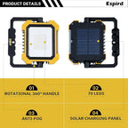 Portable LED Work Solar Light, 12000mAh 10000LM Magnetic Worklight with 4 Modes, Job Site Battery Rechargeable LED Floor Light for Emergency, Camping