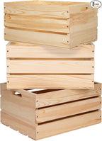 Extra Large Pine Wood Crates For Storage, Vinyl Records Storage Crates,The Storage Crates Are Made Of Pure Natural Solid Wood,Exuding Natural Pine Flavor,Unfinished Wooden Crates For Display . (3)