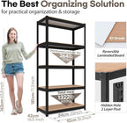 HOMEDANT House 36.2" W 5 Tier Heavy Duty Garage Shelving Adjustable Metal Rack Storage Shelves Standing Shelf Unit Organizers Pantry Closet Office Black 1Pack