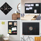 Cork Bulletin Board 48" x 36" - Large Dart Board Wall Protector - 12 Pack Felt Tiles, 60 Removable Safe Adhesive Tabs & 40 Pushpins - for Office, School, Home Decor - Black