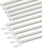 LED Shop Light,8FT 120W 12000LM 6500K,T8 Led Tube Daylight White,No dimmable,V Shape,Linkable,High Output,Clear Cover,8 Foot led Lights Fixture,Garaga Lighting with Plug (10 Pack)