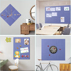Large Bulletin Board 48" x 36" - 12 Pack Felt Wall Tiles with 60 Pcs Safe Removable Adhesive Tabs & 40 Pcs Pushpins, Cork Board for Office, School & Dart Wall Protector - Purple Blue