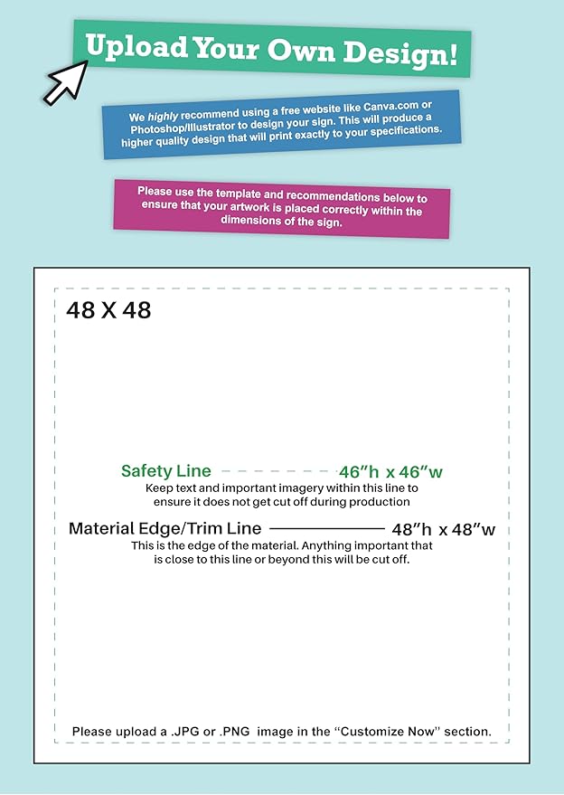Personalized Vinyl Banner – Vinyl Printed Customizable Banner for Indoor and Outdoor Use (4'x4')