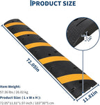 1 Pack 6FT Speed Bumps for Road, Heavy Duty 25,000 Lbs Capacity Traffic Rubber Speed Humps with 2 Channel Floor Cord Cover for Asphalt Concrete Gravel Driveway Road Cable Protector Ramp