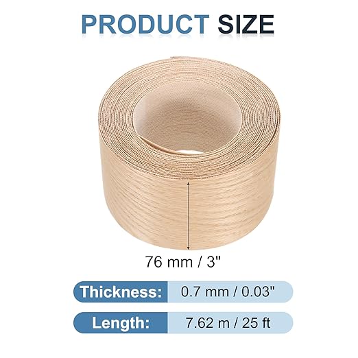 PATIKIL Red Oak Edge Banding, 3 in x 25 ft Wood Veneer Tape, Pre-glued Flexible