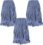 Commercial Heavy Duty Mop Heads Replacement for Rubbermaid: 3 Packs Industrial Wet Mop Head for Floor Cleaning - Commercial Products Looped End String Head Refills