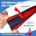 Rubber Edge Trim, 1-1/2 inches Self-Adhesive U Channel Edge Protector for Woods, Flexible U Shaped Peel and Stick Edge Banding, Edge Guard, Fit 1.5"(38mm), 20Ft, Black