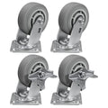 5'' × 2'' Caster Wheels, Heavy Duty Industrial Casters Set of 4 Rubber Wheels, Load 2800lbs Capacity, Swivel Caster for Cart Dolly Toolbox (2 Brake & 2 Swivel)