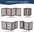 Homykic Bamboo Freestanding Dog Gate, No Assembly Pet Gate Indoor, 24”H x 75”W Extra Wide Foldable Puppy Fence with Support Feet for The House, Doorways Stairs, 4 Panels, No Drilling, Espresso
