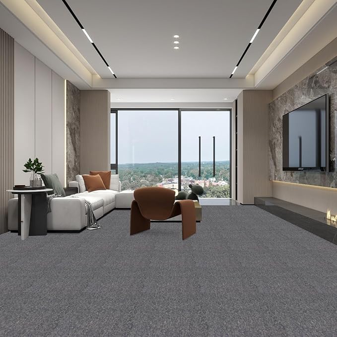 ALTRUISTIC Heavy Duty Commercial Carpet Tiles 24" x 24", 18 Pcs/72 sq ft (FlexLok tabs Included),Non-Slip Soft Square Carpet Floor Tile for Office Bedroom Living Room Kitchen Garage Gym (Blue)