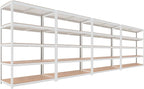 HOMEDANT House 5 Tier Laminated Metal Shelving Unit Adjustable Storage Utility Rack Heavy Duty Shelves Organization Multipurpose Shelf Kitchen Garage Pantry Closet (4, (XL Deep) 48.1" W, White)