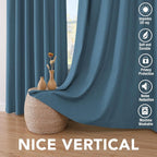 H.VERSAILTEX 100% Blackout Curtains for Bedroom Thermal Insulated Linen Textured Curtains Heat and Full Light Blocking Drapes Living Room Curtains 2 Panel Sets, Blue Sapphire, 52x96 Inch