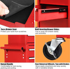 Goplus Tool Chest, 6 Drawers Rolling Tool Cabinet with Detachable Top Toolbox, Universal Lockable Wheels, Protective Liner, Auto Lock, Metal Tool Storage Cart, Tool Box for Garage Workshop