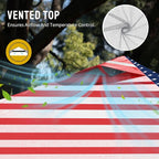 CROWN SHADES 10x10 Pop Up Canopy - Beach Tent with One Push Setup - Easy Outdoor Sun Shade for Events, Parties, Camping - Gazebo with STO-N-Go Cover Bag, Silver Coated Top, American Flag