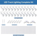 Super Brightness 4000K Natural Light Dimmable Brightness 25W 2000lm White H Type LED Track Lighting Kit System with 26 FT Track Rails, Ceiling Spotlight Fixture with Installation Package
