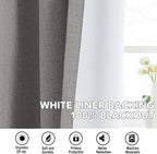 H.VERSAILTEX Linen Curtains 100% Blackout Curtains for Bedroom 63 inch Long Full Light Blocking Nature Linen Blended Window Curtains for Living Room Nickel Grommet (2 Panels, Heathered Dove)