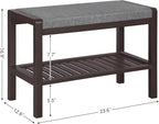 SONGMICS Shoe Rack Bench with Cushion Upholstered Padded Seat, Storage Shelf, Shoe Organizer, Holds Up to 350 lb, Ideal for Entryway Bedroom Living Room Hallway Garage Mud Room Gray and Brown ULBS65C
