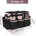 Wearable Cleaning Caddy, Cleaning Caddy Supplies Organizer with Handle & Shoulder Straps for Housekeepers, Under Sink & Car Cleaning Tool Organizers Bag with 4 Foldable Divider (Pink)