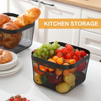 6 Pack Metal Mesh Basket with Hollow Handles Black Wire Storage Bin for Organizing Stackable Metal Fine Mesh Basket for Pantry Bathroom Kitchen Cabinets Shelves
