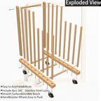 Art Storage Rack with Handle&Caster Wheels,Wooden Art Canvas Storage Stand,Art Drying Rack, Canvas Boards Rack for Drawing Board ,Art Studios,Panel,Artworks,Gallery