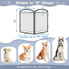 Full Metal Free Standing Dog Gate with Door for Indoor Outdoor, 48'' Extra Wide 36'' Tall Dog Gate for Doorways,Large Openings,Decks,Pet Puppy Freestanding Safety Fence(2 Panels,Black)